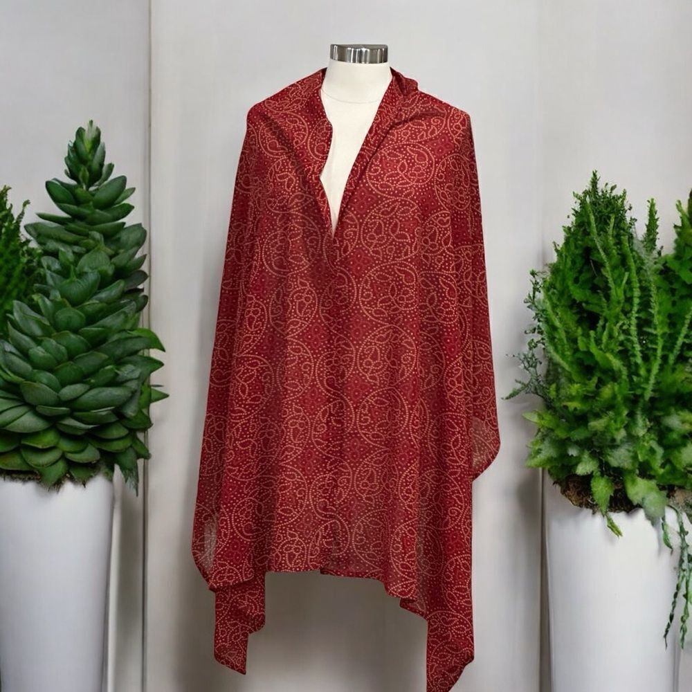 Indian Jaipuri Bohemian Long Scarf 🧣 in Red Color Combo